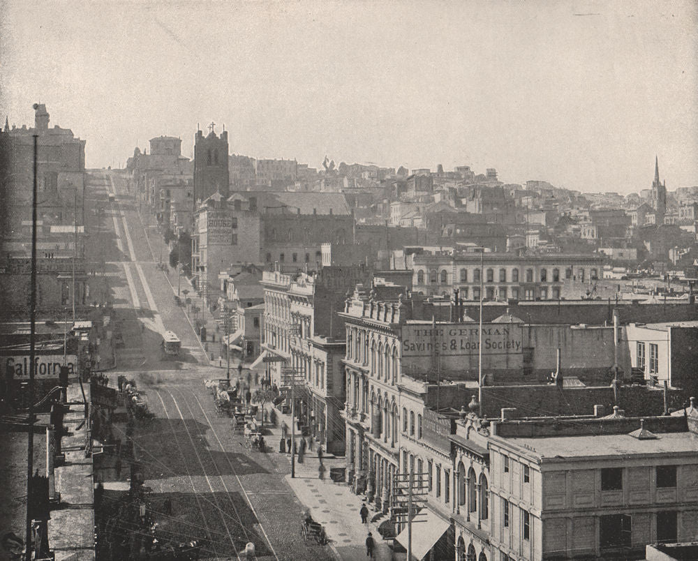 California Street, San Francisco 1895 old antique vintage print picture